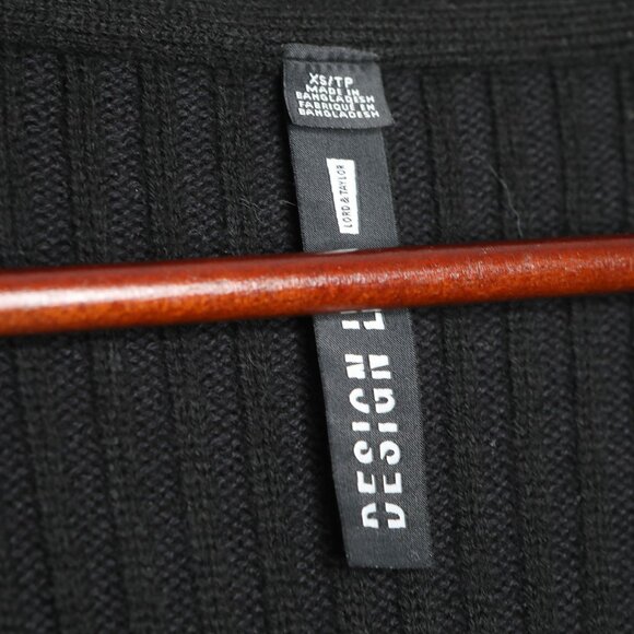 Design Labs Lord & Taylor Knit Long Duster Cardigan Sweater Black Zipper Sleeve - Picture 5 of 7